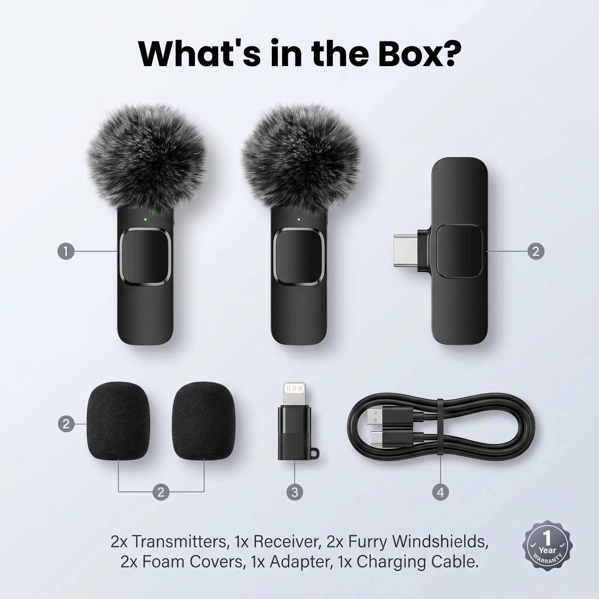 HITOZON Wireless Lavalier Microphone with Noise Reduction - Plug-And-Play Portable USB-C Lapel Mic for Iphone 15/16/17, Ipad, Android Smartphones, Camera Audio Recording - Mini Wireless Microphone Phone Accessories for Vlog, Youtube Clip-On Microphone