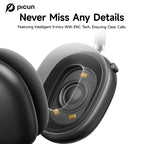 Picun F8 Pro over Ear Noise-Cancellation Wireless Headphones (Headset) - Bluetooth 5.4, Custom EQ, Detachable Fabric Earcups, Dual Device Pairing, 96-Hour Standby, Iphone/Android Compatible, Wearable Tech Cool Gadgets (Summ Grey), Gifts for Boyfriends