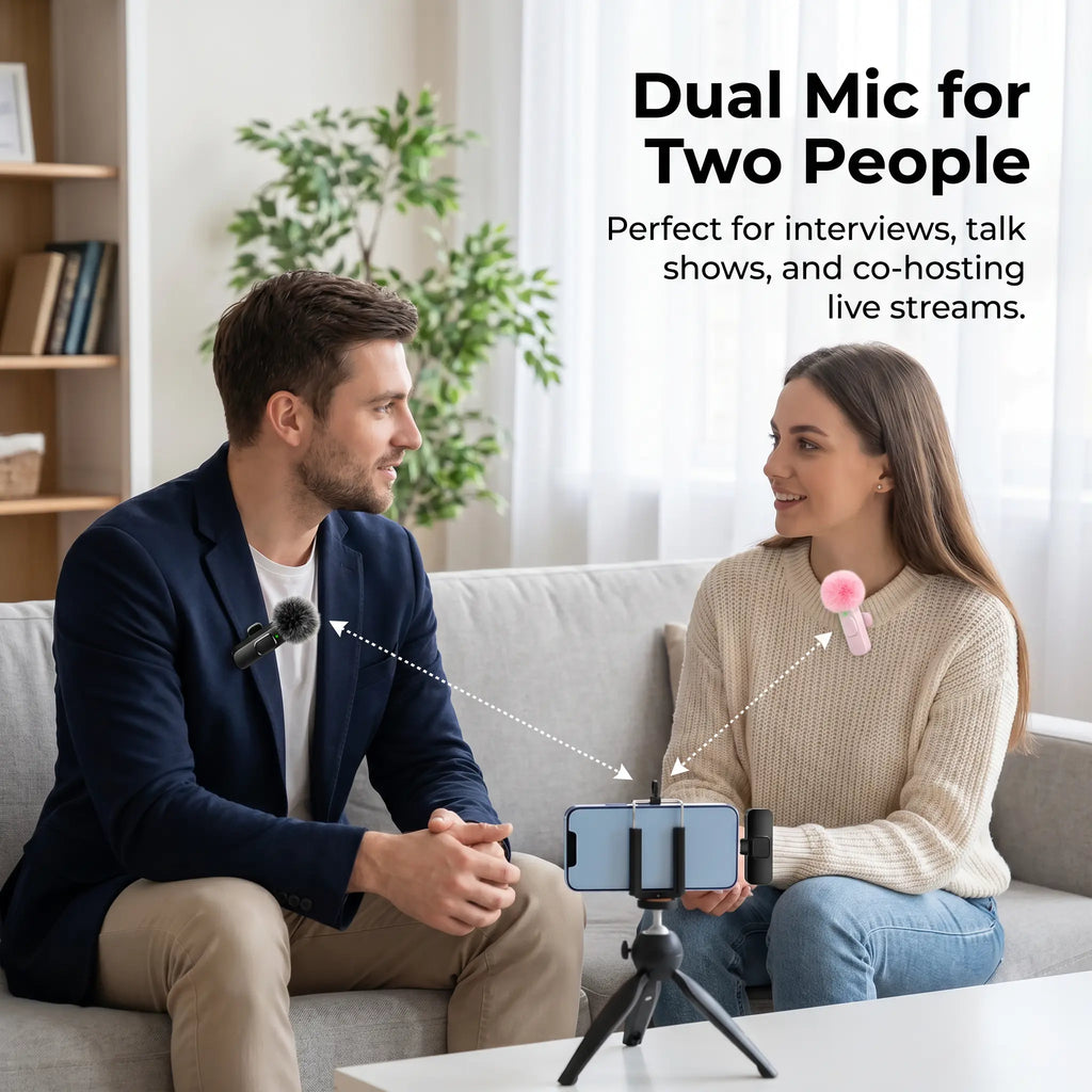 HITOZON Wireless Lavalier Microphone with Noise Reduction - Plug-And-Play Portable USB-C Lapel Mic for Iphone 15/16/17, Ipad, Android Smartphones, Camera Audio Recording - Mini Wireless Microphone Phone Accessories for Vlog, Youtube Clip-On Microphone