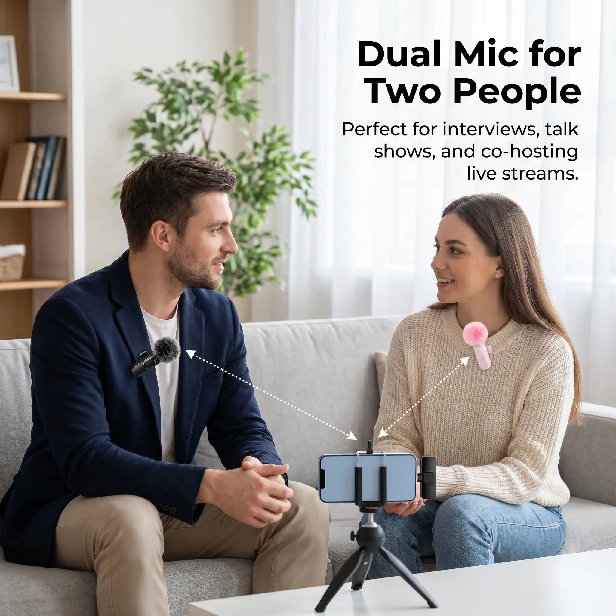 HITOZON Wireless Lavalier Microphone with Noise Reduction - Plug-And-Play Portable USB-C Lapel Mic for Iphone 15/16/17, Ipad, Android Smartphones, Camera Audio Recording - Mini Wireless Microphone Phone Accessories for Vlog, Youtube Clip-On Microphone