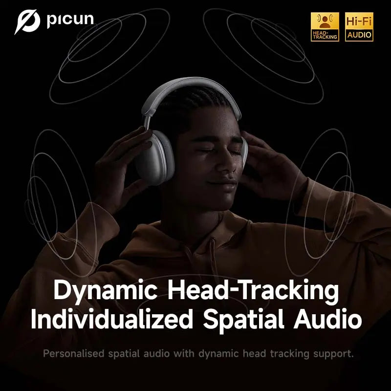 Picun F8 Pro over Ear Noise-Cancellation Wireless Headphones (Headset) - Bluetooth 5.4, Custom EQ, Detachable Fabric Earcups, Dual Device Pairing, 96-Hour Standby, Iphone/Android Compatible, Wearable Tech Cool Gadgets (Summ Grey), Gifts for Boyfriends