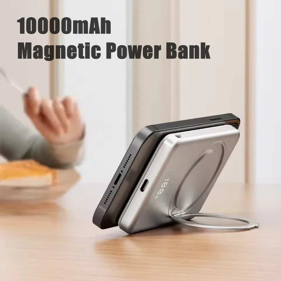 Magnetic Power Bank 10000mAh Wireless Fast Charger Stand  For MagSafe Powerbank Portable External Battery For iPhone Samsung