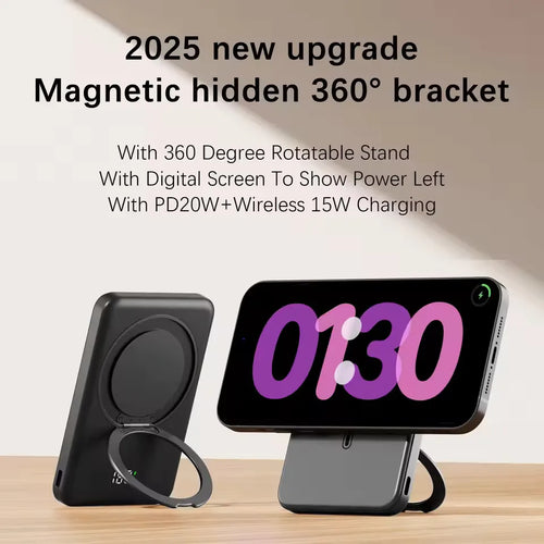 Magnetic Power Bank 10000mAh Wireless Fast Charger Stand  For MagSafe Powerbank Portable External Battery For iPhone Samsung