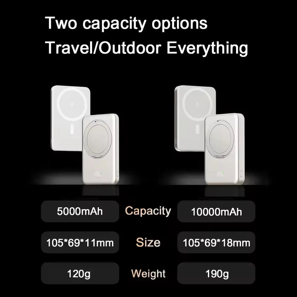 Magnetic Power Bank 10000mAh Wireless Fast Charger Stand  For MagSafe Powerbank Portable External Battery For iPhone Samsung