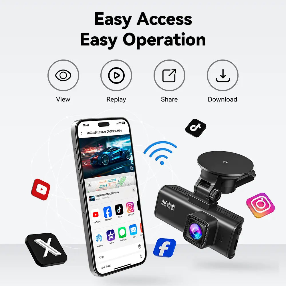 REDTIGER F7NP-EX (New Upgrade) Dash Cam Front Rear, 4K/2.5K Full HD Dash Camera for Cars, Free Included 64GB Card, Built-In Wi-Fi GPS, 3.16” IPS Screen, Night Vision, 170°Wide Angle, WDR, 24H Parking Mode, Summervibes