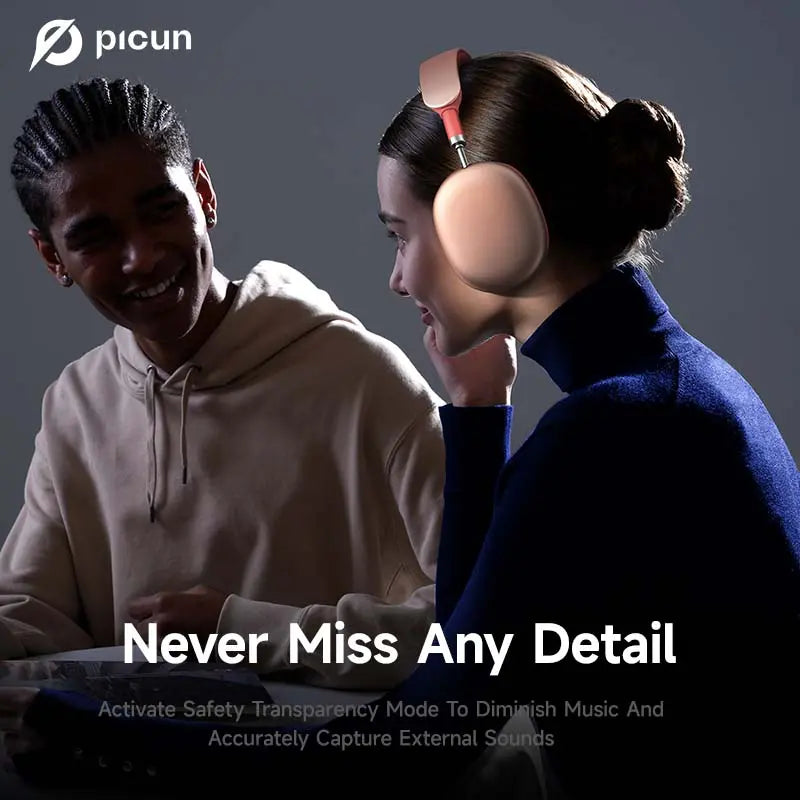 Picun F8 Pro over Ear Noise-Cancellation Wireless Headphones (Headset) - Bluetooth 5.4, Custom EQ, Detachable Fabric Earcups, Dual Device Pairing, 96-Hour Standby, Iphone/Android Compatible, Wearable Tech Cool Gadgets (Summ Grey), Gifts for Boyfriends