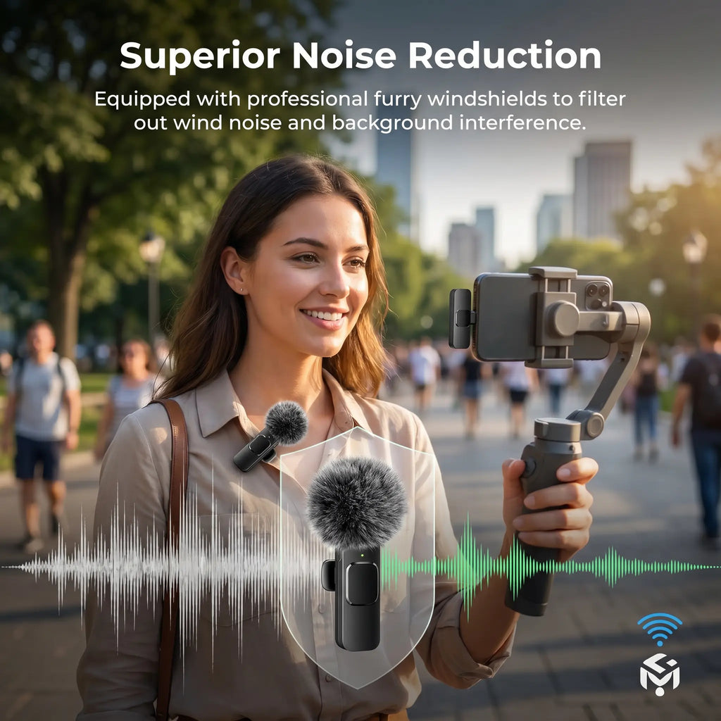HITOZON Wireless Lavalier Microphone with Noise Reduction - Plug-And-Play Portable USB-C Lapel Mic for Iphone 15/16/17, Ipad, Android Smartphones, Camera Audio Recording - Mini Wireless Microphone Phone Accessories for Vlog, Youtube Clip-On Microphone